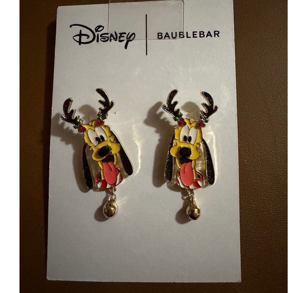 Disney x BaubleBar Pluto Reindeer Earrings Holiday Christmas Enamel Drop Jingle
